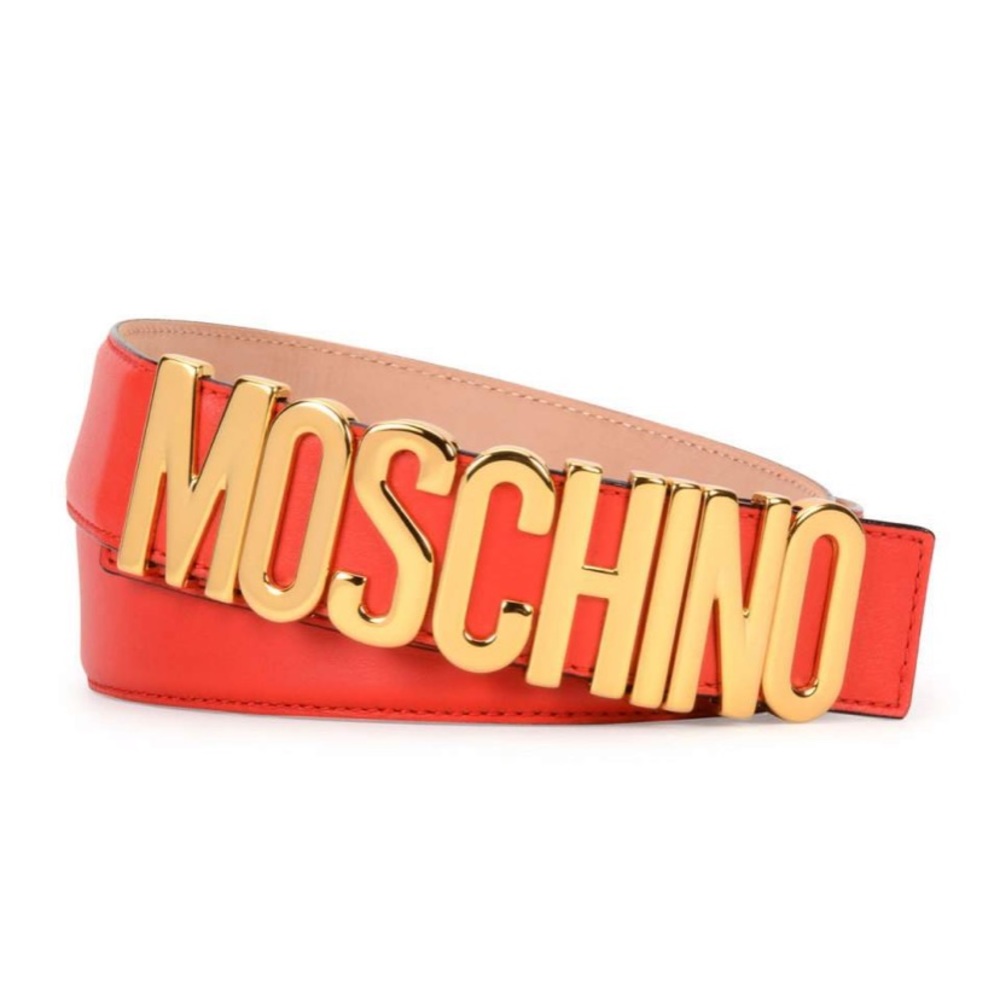 Moschino Large Logo Adjustable Leather Belt